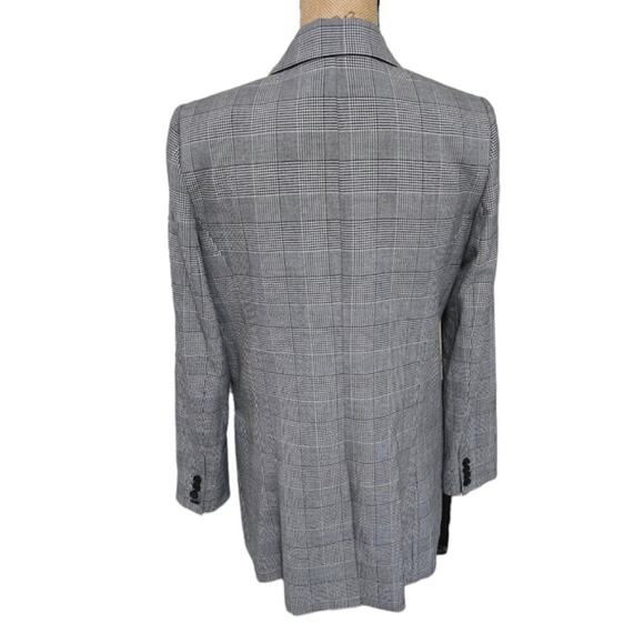 DKNY Plaid Double Breasted Blazer Jacket‎ Black White Gray Business Casual - Picture 5 of 7